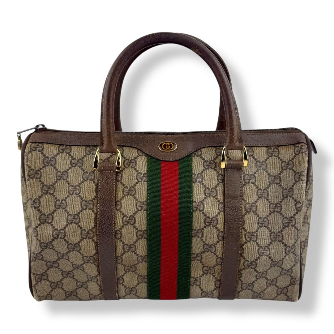 Gucci Beige GG Monogram Boston Canvas Bag - Lux Central