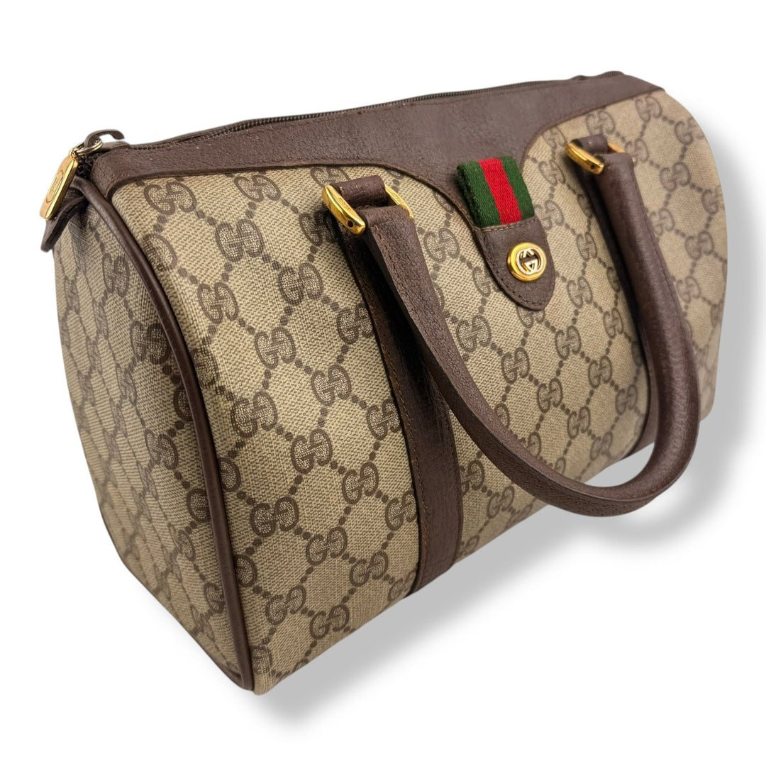 Gucci Beige GG Monogram Boston Canvas Bag - Lux Central