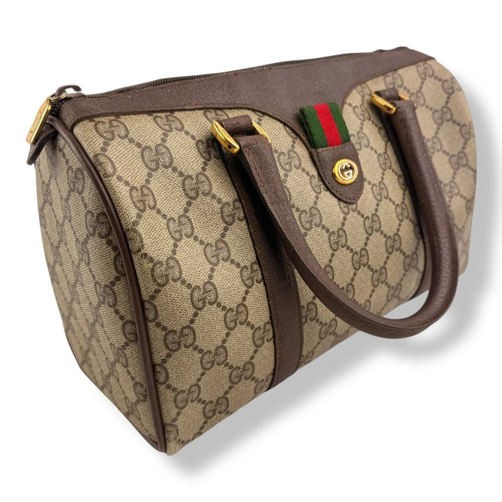 Gucci Beige GG Monogram Boston Canvas Bag - Lux Central