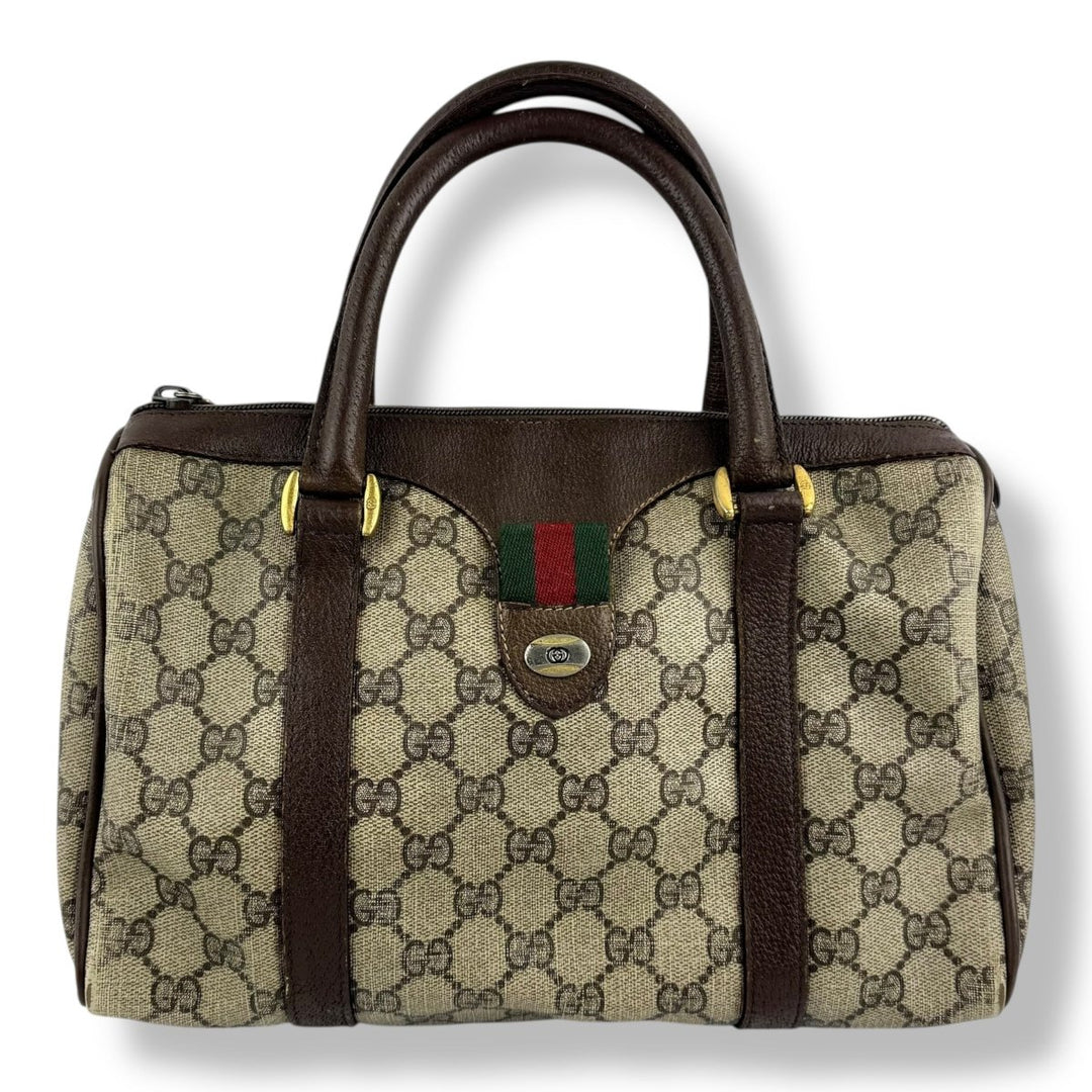 Gucci Beige GG Monogram Boston Canvas Bag - Lux Central