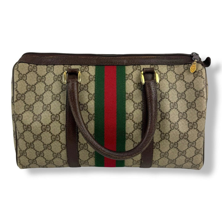 Gucci Beige GG Monogram Boston Canvas Bag - Lux Central