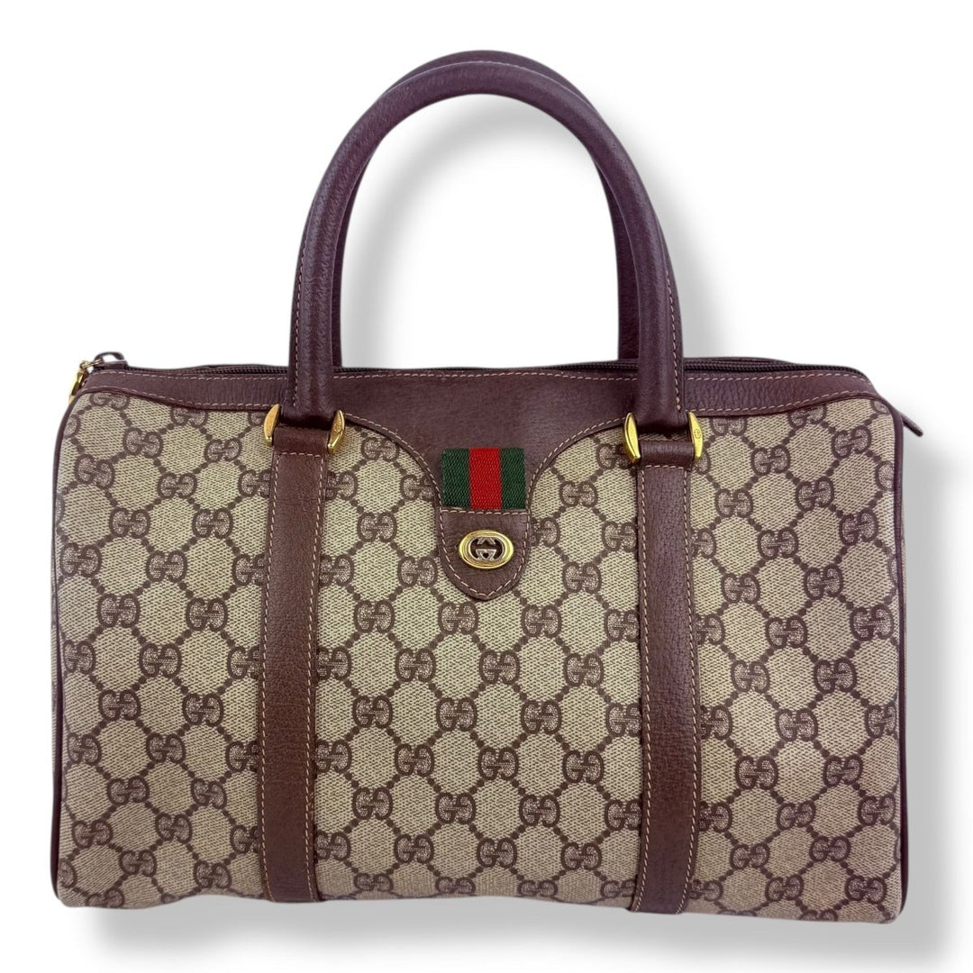 Gucci Beige GG Monogram Boston Canvas Bag - Lux Central