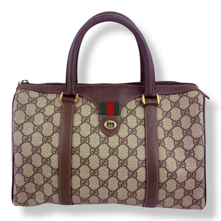 Gucci Beige GG Monogram Boston Canvas Bag - Lux Central