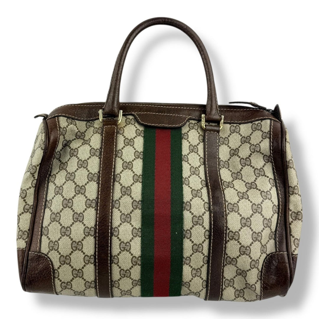 Gucci Beige GG Monogram Boston Canvas Bag - Lux Central
