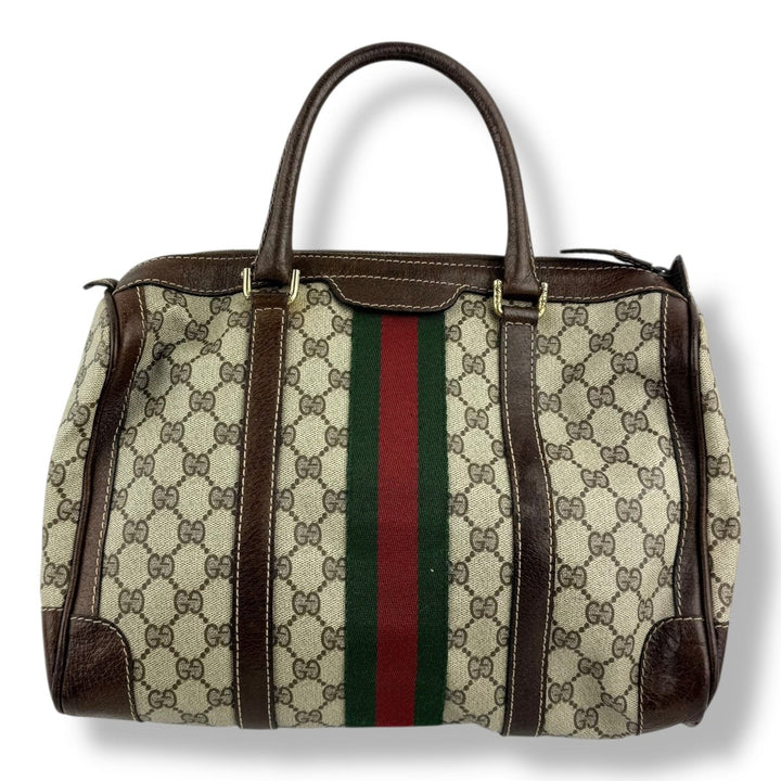 Gucci Beige GG Monogram Boston Canvas Bag - Lux Central