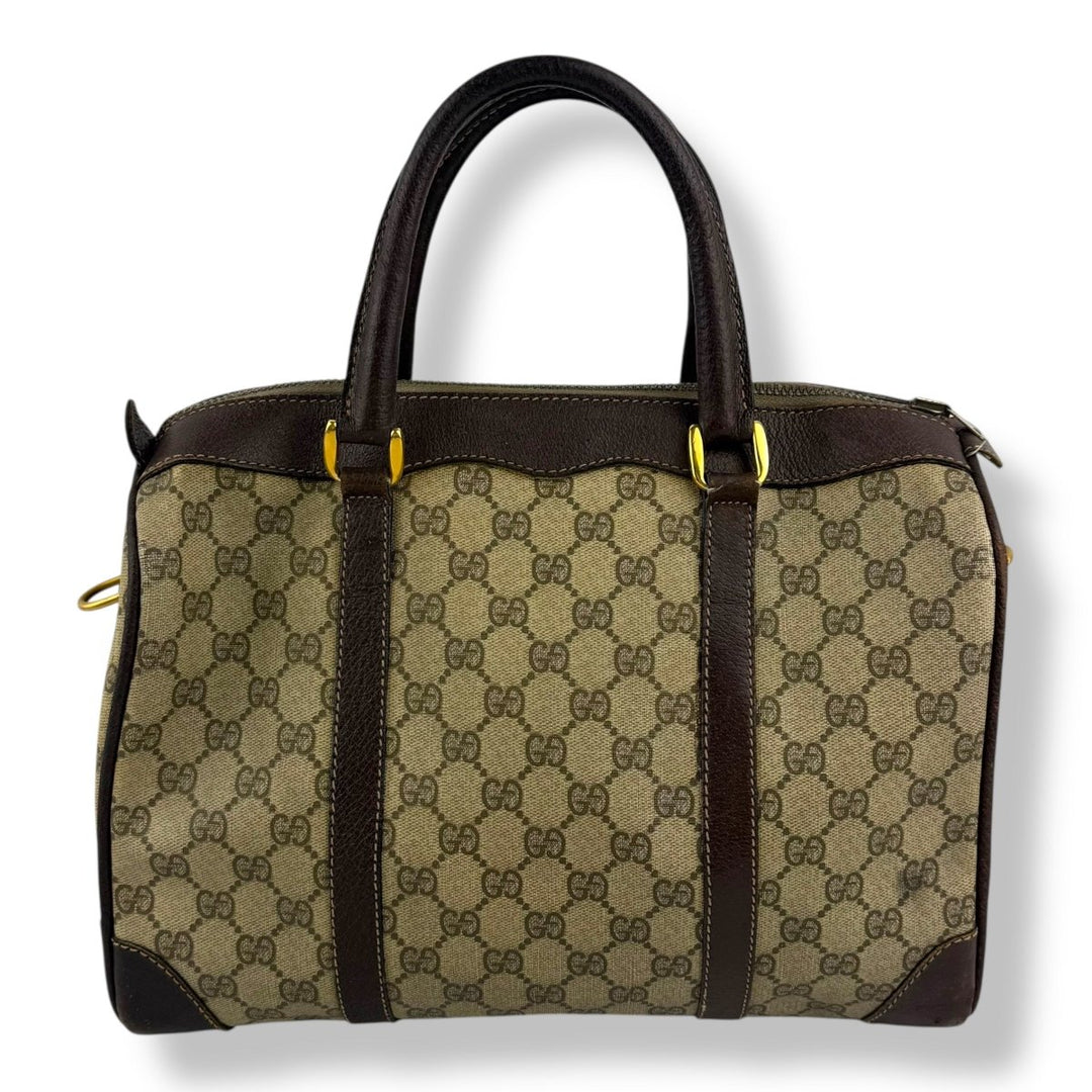Gucci Beige GG Monogram Boston Canvas Bag - Lux Central