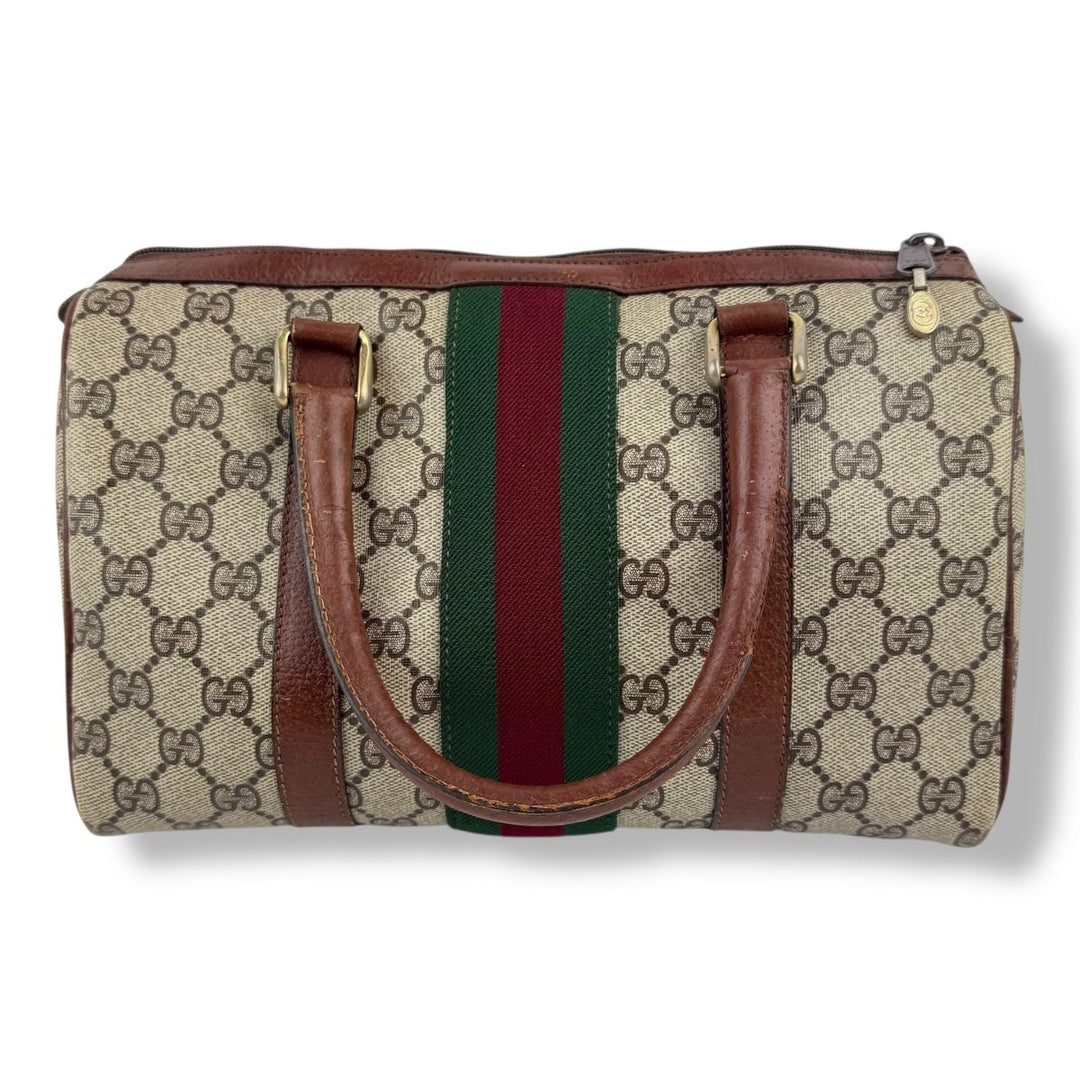 Gucci Beige GG Monogram Boston Canvas Bag - Lux Central