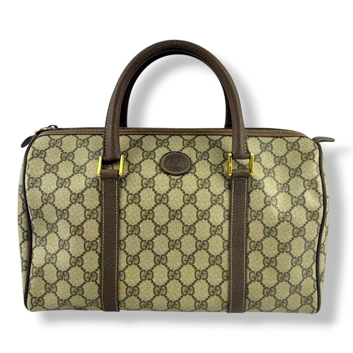 Gucci Beige GG Monogram Boston Canvas Bag - Lux Central