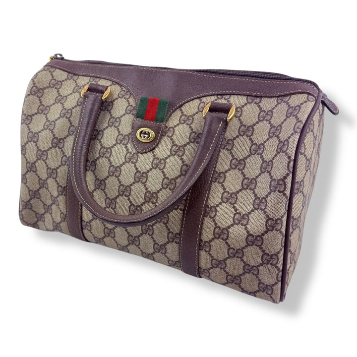 Gucci Beige GG Monogram Boston Canvas Bag - Lux Central