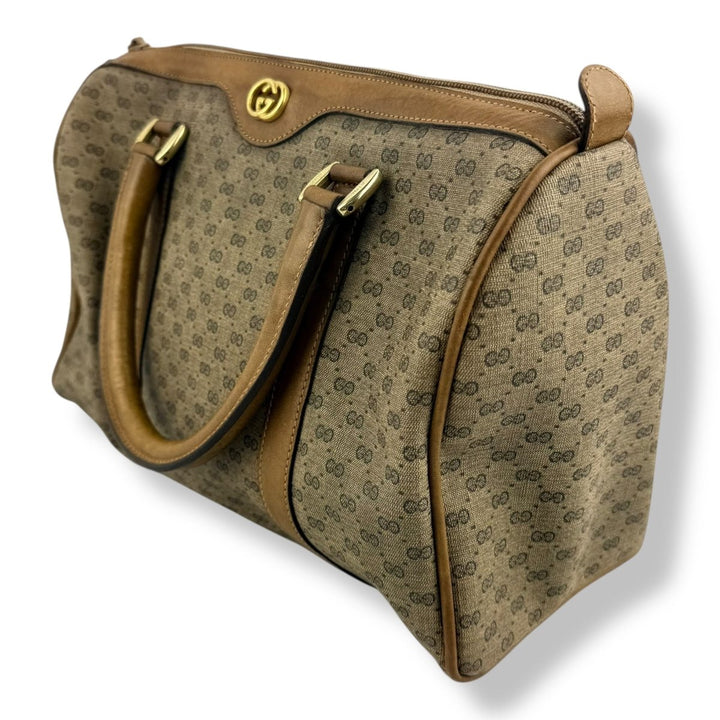 Gucci Beige GG Monogram Boston Canvas Bag - Lux Central