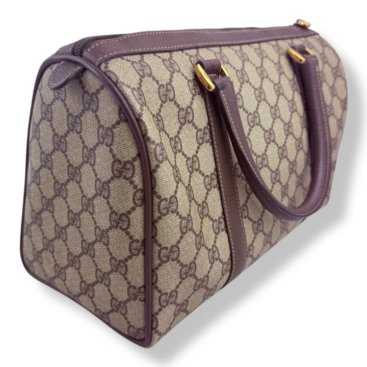 Gucci Beige GG Monogram Boston Canvas Bag - Lux Central
