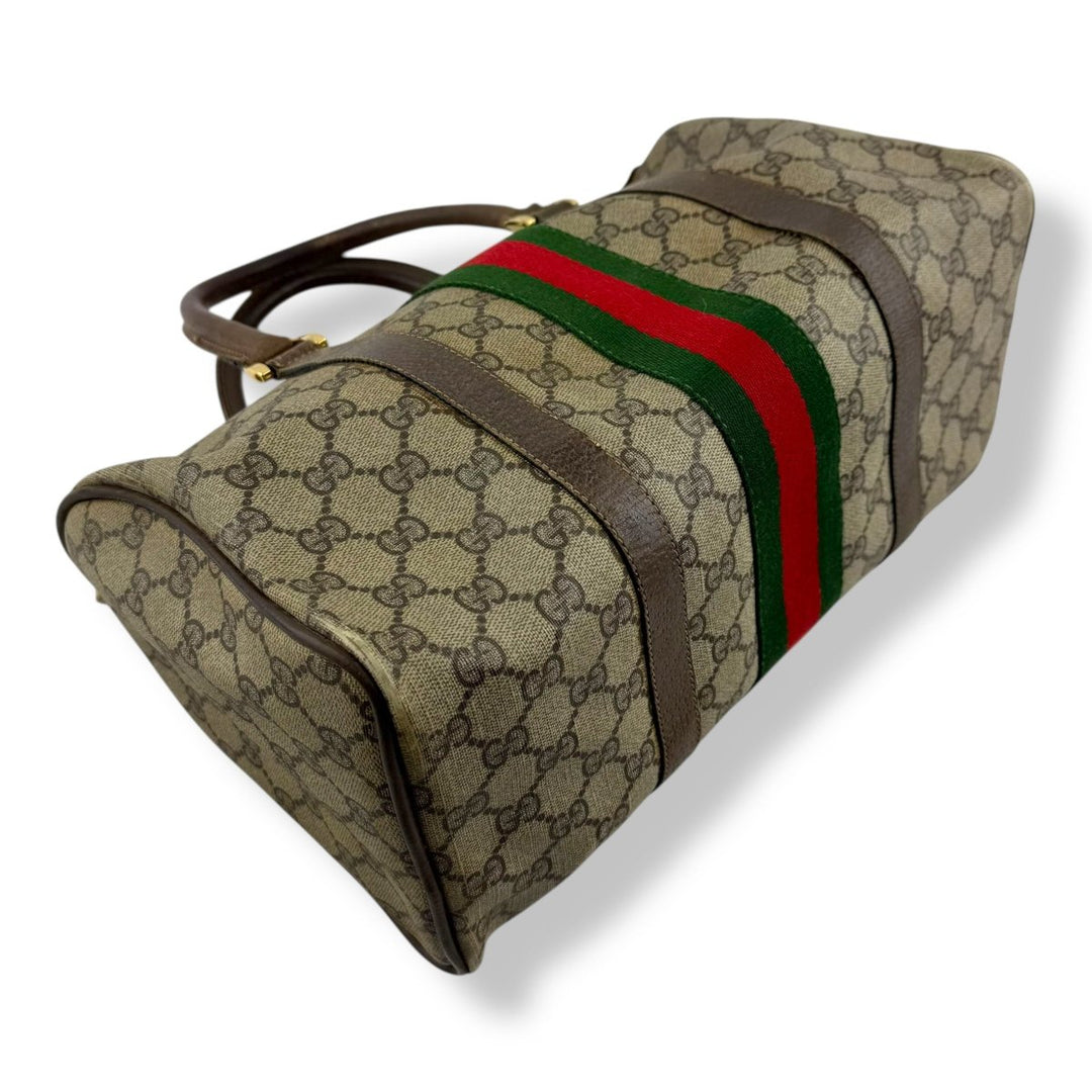 Gucci Beige GG Monogram Boston Canvas Bag - Lux Central