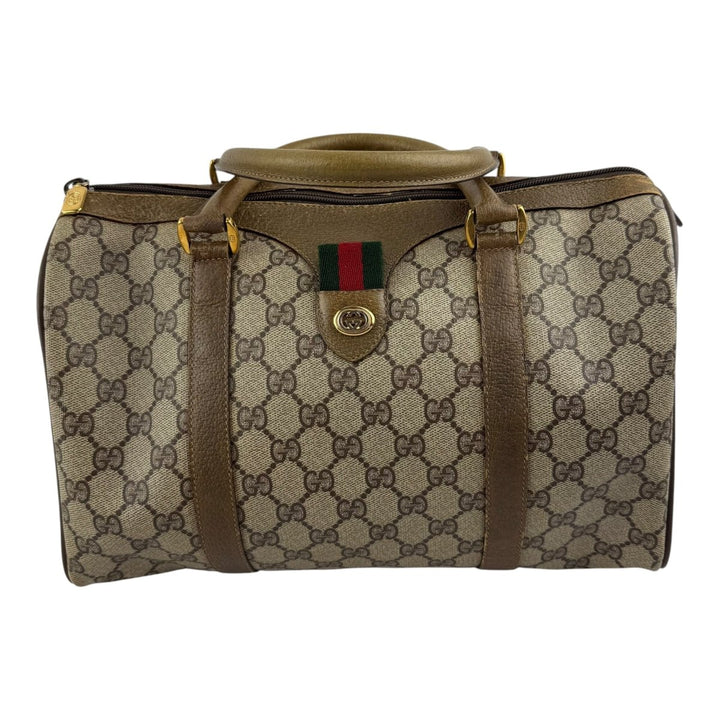 Gucci Beige GG Monogram Boston Canvas Bag - Lux Central