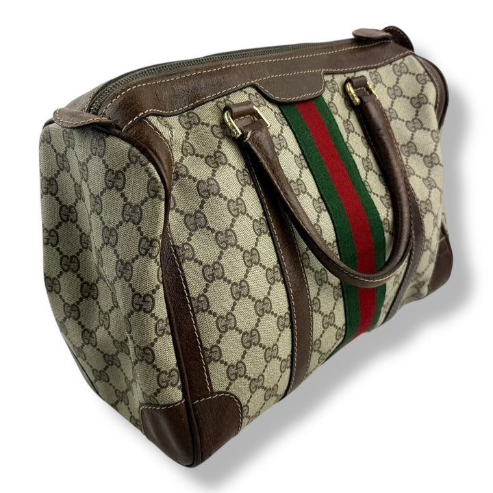 Gucci Beige GG Monogram Boston Canvas Bag - Lux Central