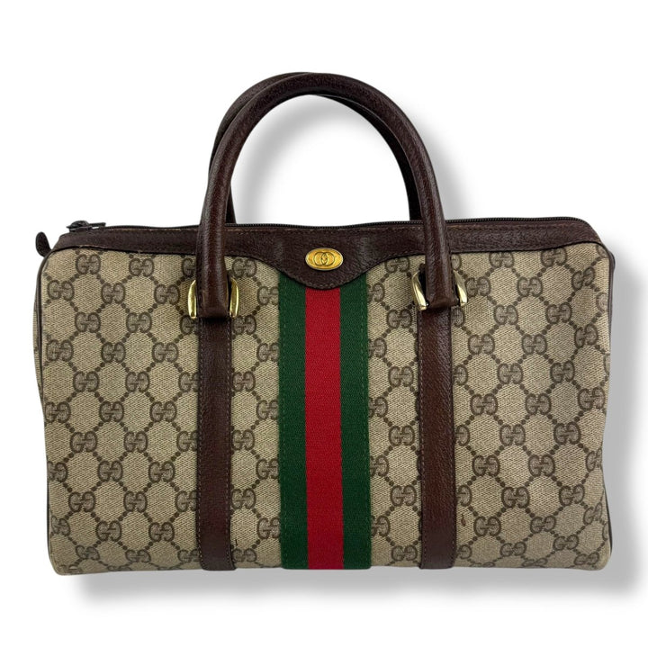 Gucci Beige GG Monogram Boston Canvas Bag - Lux Central
