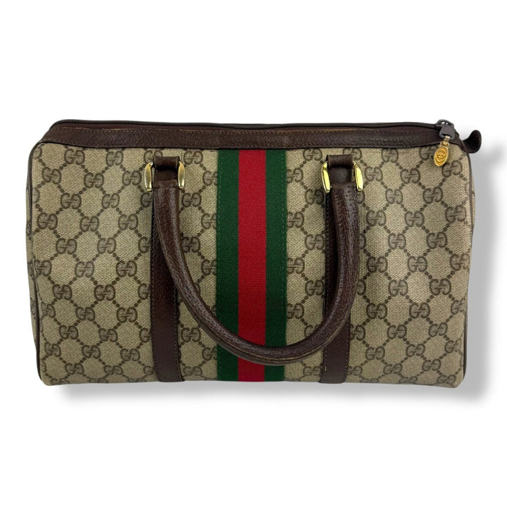 Gucci Beige GG Monogram Boston Canvas Bag - Lux Central