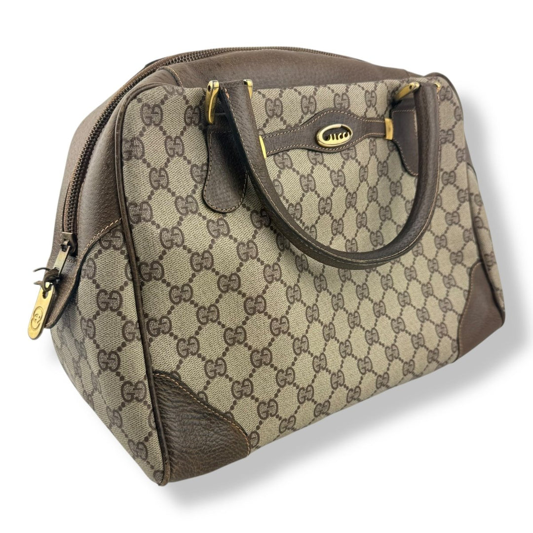Gucci Beige GG Monogram Boston Canvas Bag - Lux Central