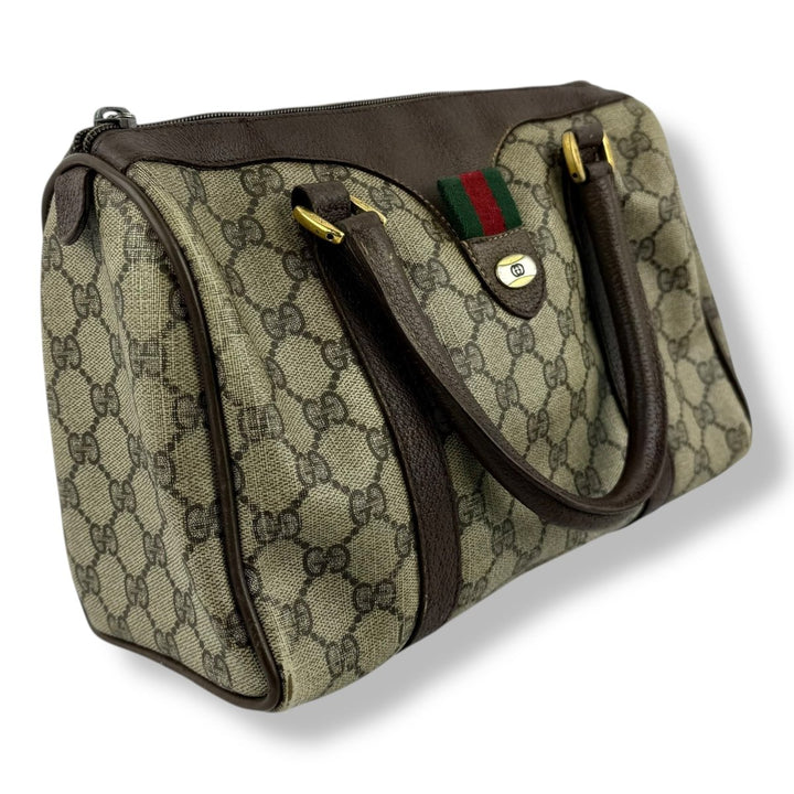 Gucci Beige GG Monogram Boston Canvas Bag - Lux Central