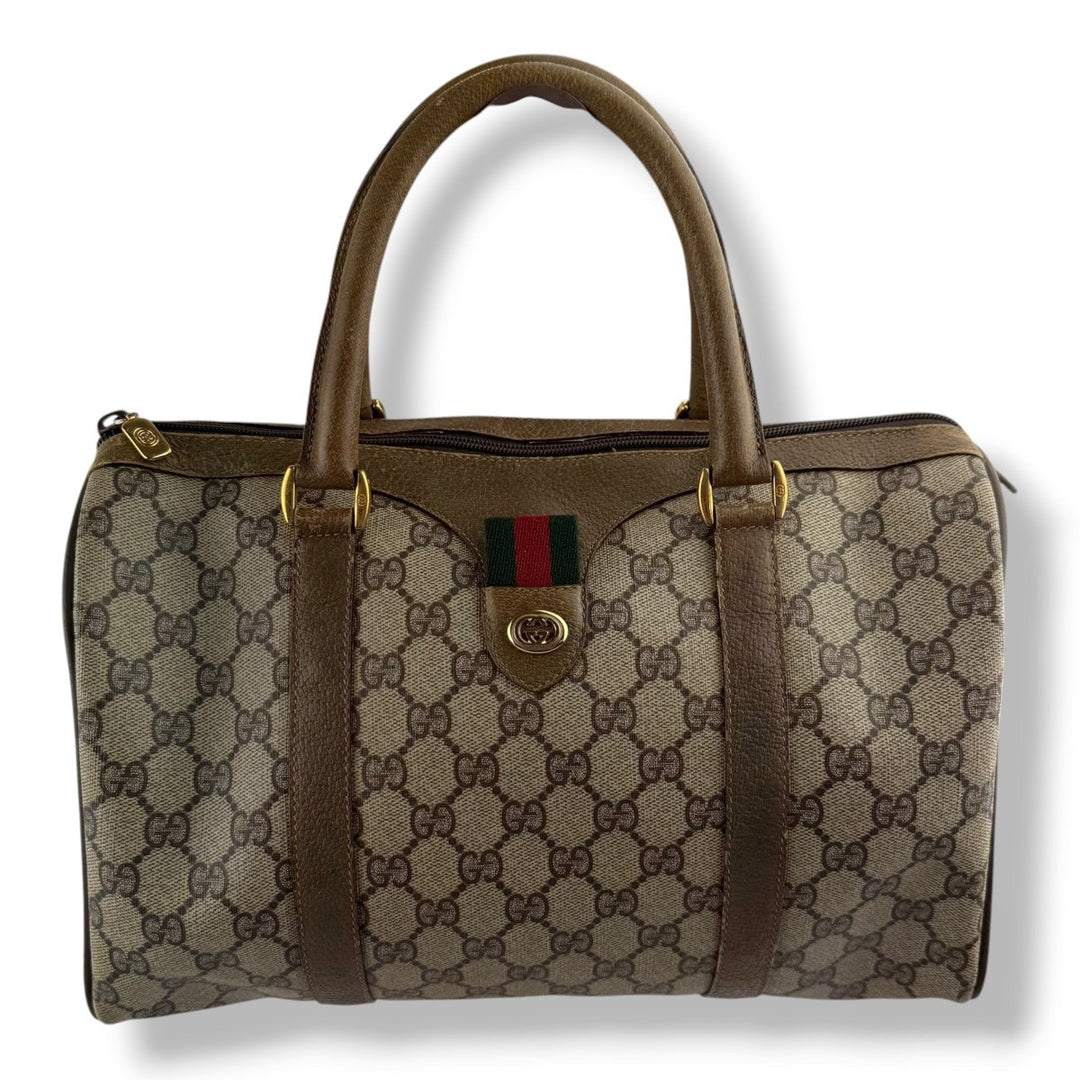 Gucci Beige GG Monogram Boston Canvas Bag - Lux Central