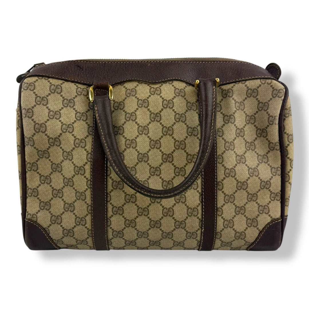 Gucci Beige GG Monogram Boston Canvas Bag - Lux Central