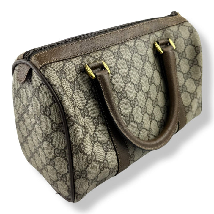 Gucci Beige GG Monogram Boston Canvas Sherry Line Bag - Lux Central