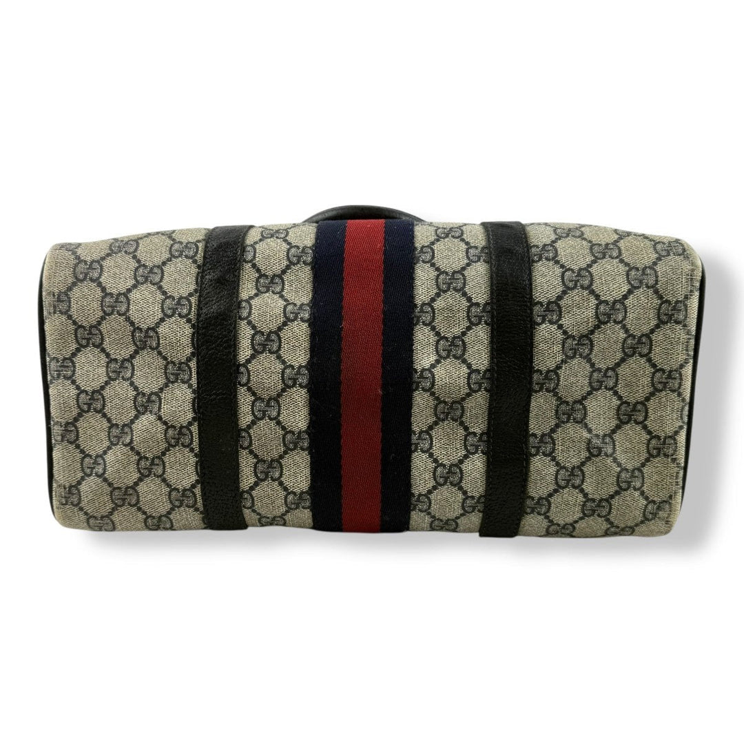 Gucci Beige GG Monogram Boston Canvas Sherry Line Bag - Lux Central