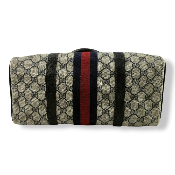 Gucci Beige GG Monogram Boston Canvas Sherry Line Bag - Lux Central