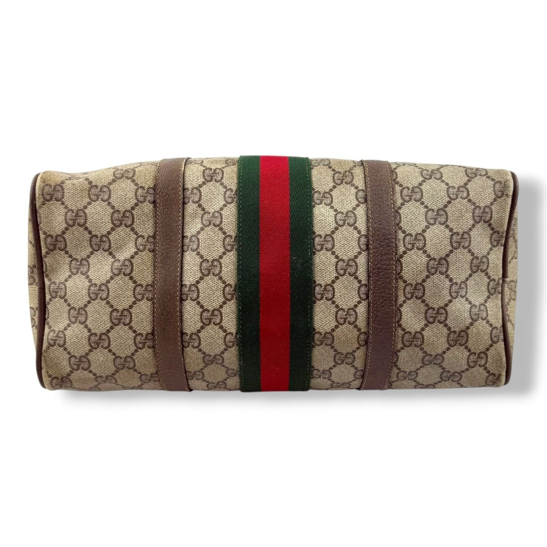 Gucci Beige GG Monogram Boston Canvas Sherry Line Bag - Lux Central