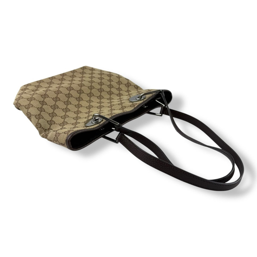 Gucci Beige GG Monogram Canvas Shoulder Tote Handbag - Lux Central