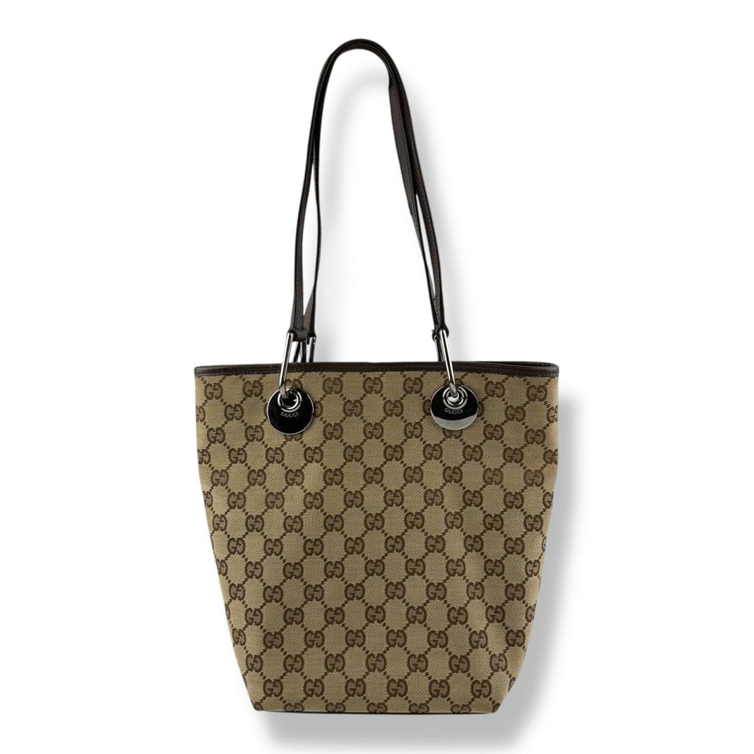 Gucci Beige GG Monogram Canvas Shoulder Tote Handbag - Lux Central
