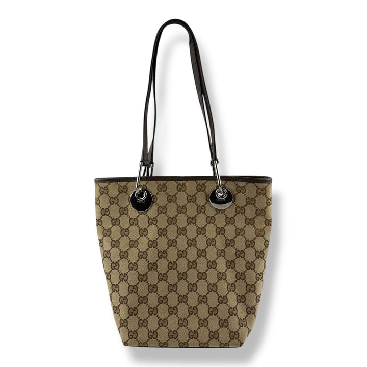 Gucci Beige GG Monogram Canvas Shoulder Tote Handbag - Lux Central