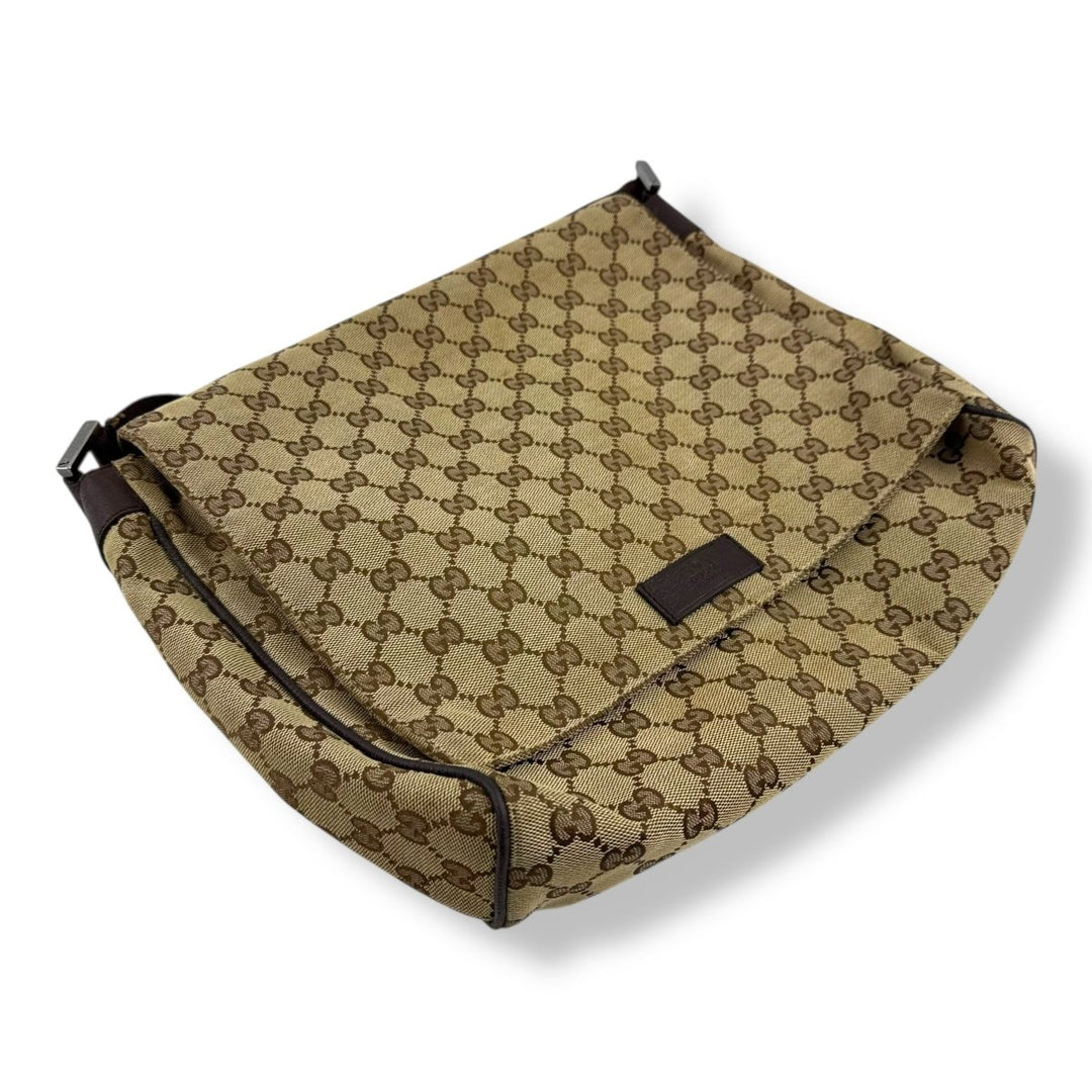 Gucci Beige GG Monogram Crossbody Messenger Bag - Lux Central