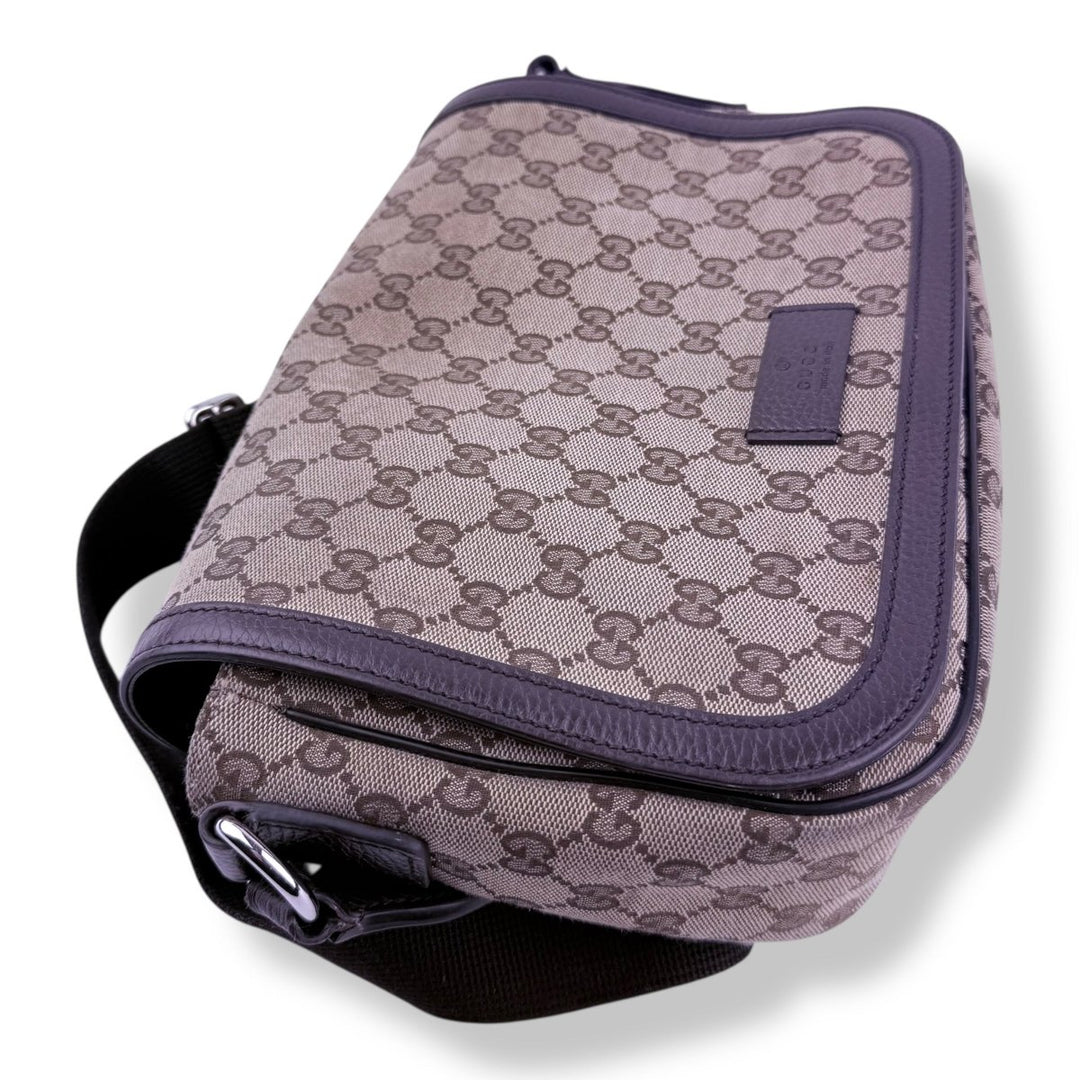 Gucci Beige GG Monogram Crossbody Messenger Bag - Lux Central