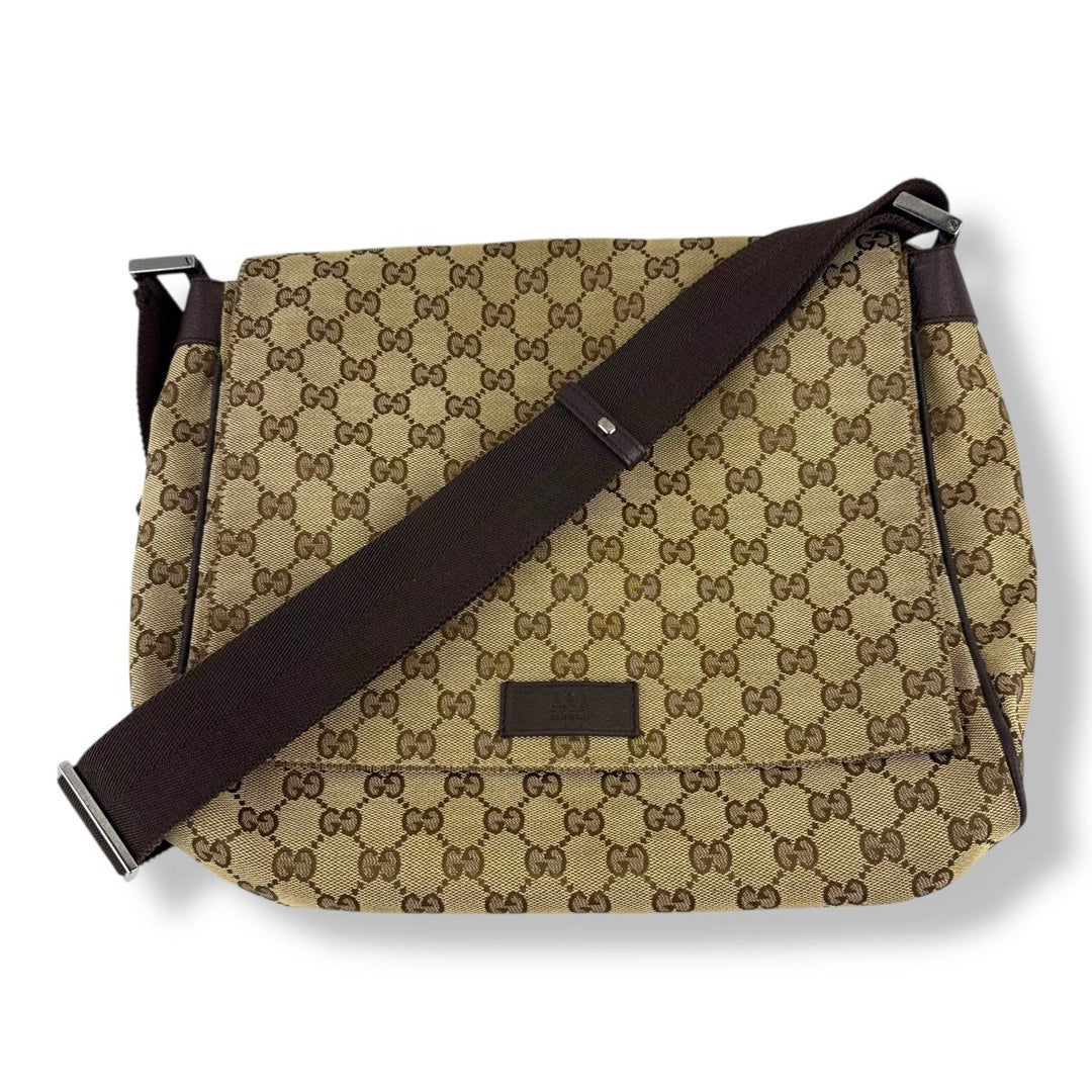 Gucci Beige GG Monogram Crossbody Messenger Bag - Lux Central