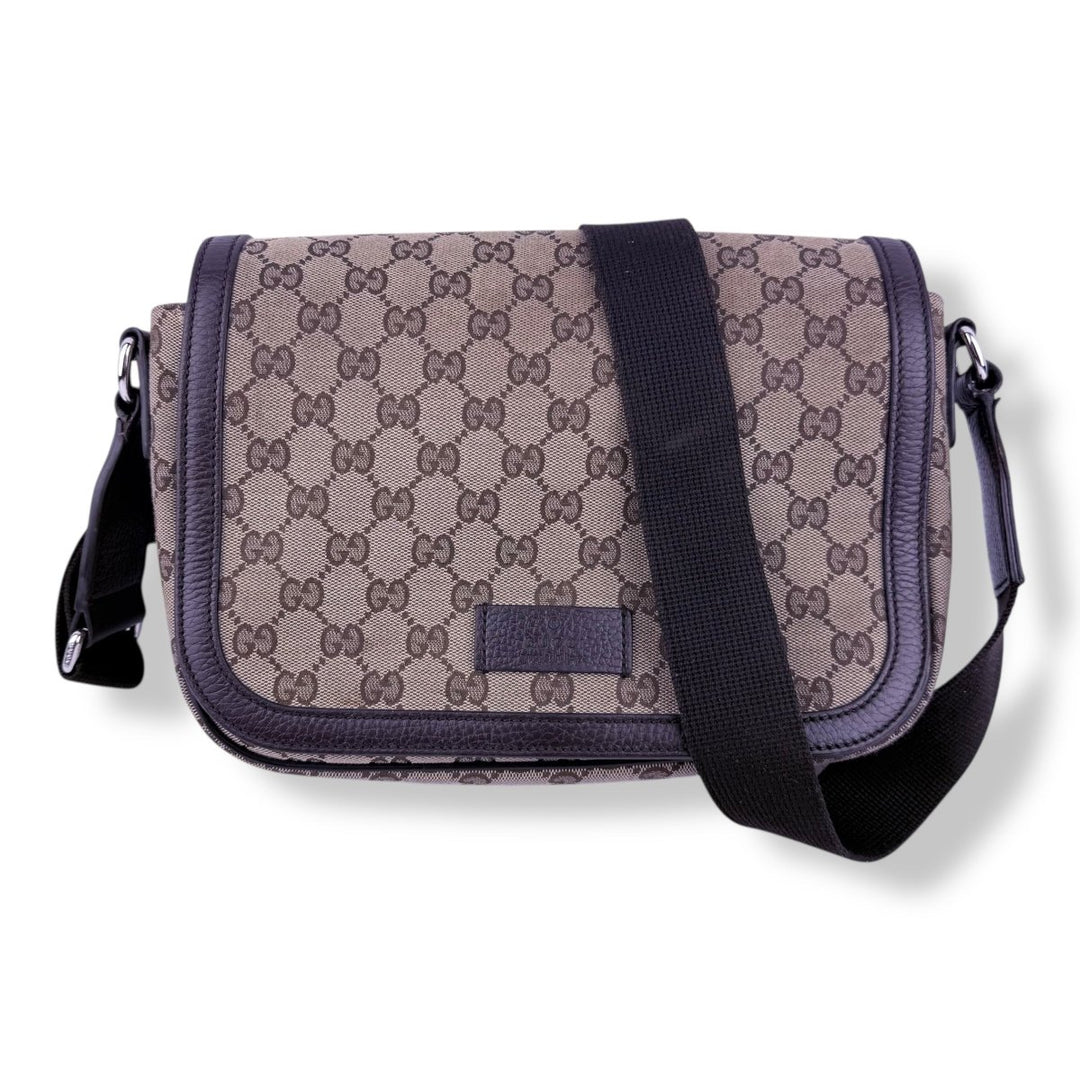 Gucci Beige GG Monogram Crossbody Messenger Bag - Lux Central