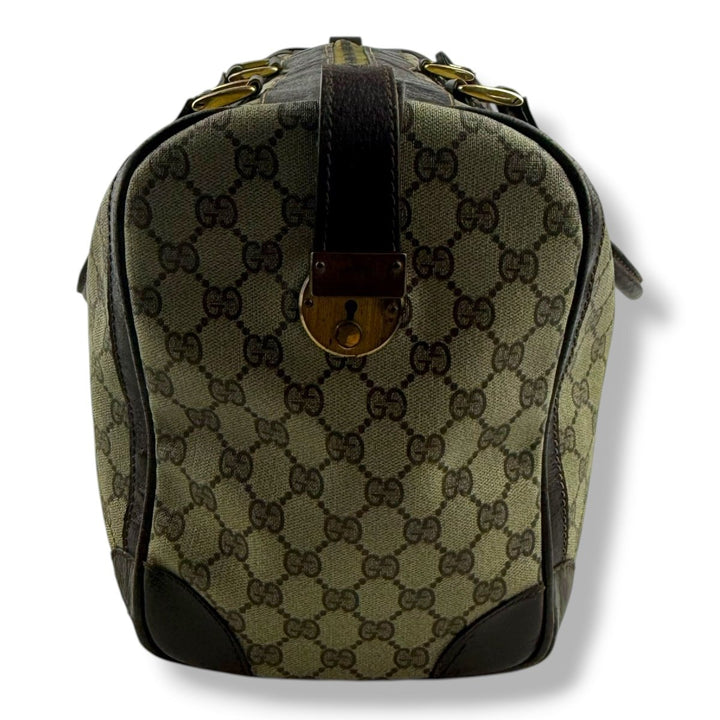 Gucci Beige GG Monogram Weekender Duffle Boston Canvas Bag - Lux Central