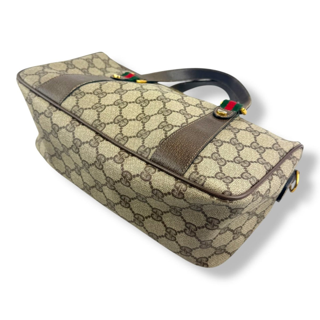 Gucci Beige GG Ophidia Boston Canvas Bag - Lux Central