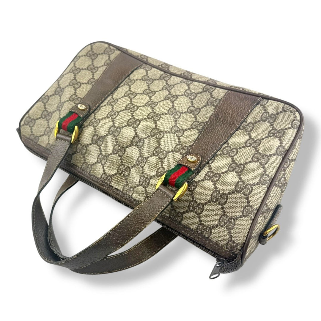 Gucci Beige GG Ophidia Boston Canvas Bag - Lux Central