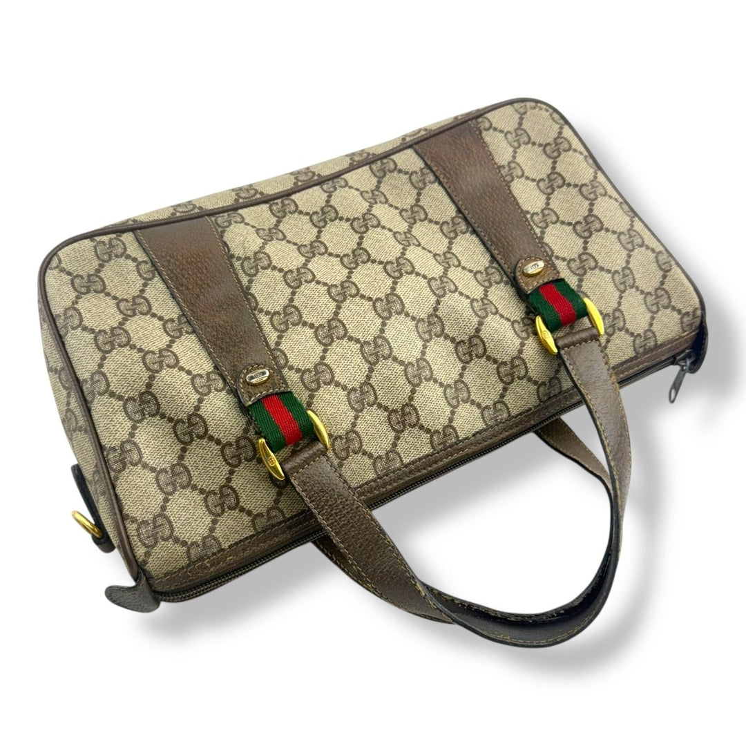 Gucci Beige GG Ophidia Boston Canvas Bag - Lux Central