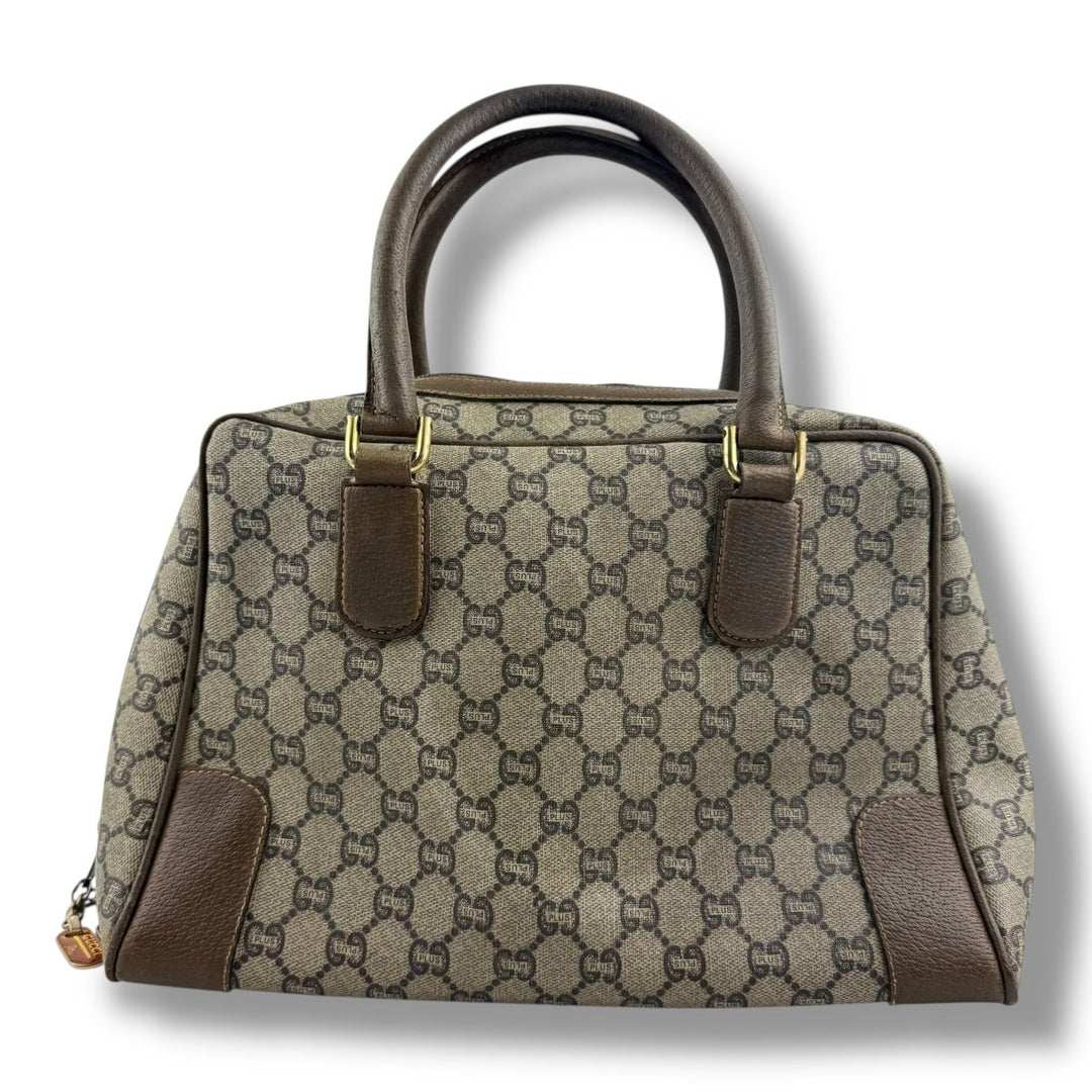 Gucci Beige GG Plus Monogram Boston Canvas Bag - Lux Central