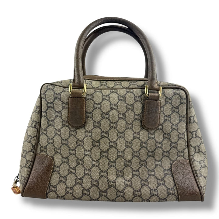 Gucci Beige GG Plus Monogram Boston Canvas Bag - Lux Central
