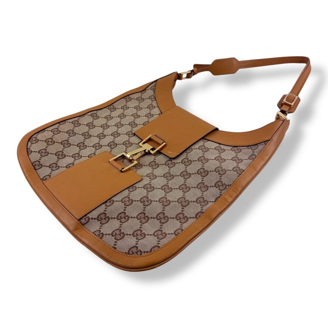 Gucci Beige Jackie Canvas Shoulder Handbag - Lux Central