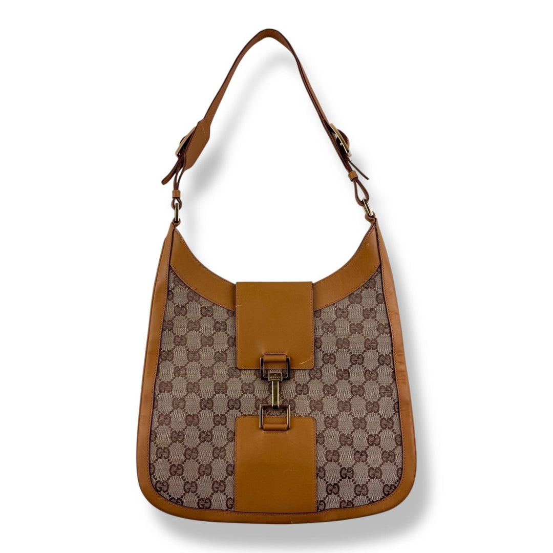 Gucci Beige Jackie Canvas Shoulder Handbag - Lux Central