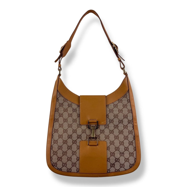 Gucci Beige Jackie Canvas Shoulder Handbag - Lux Central