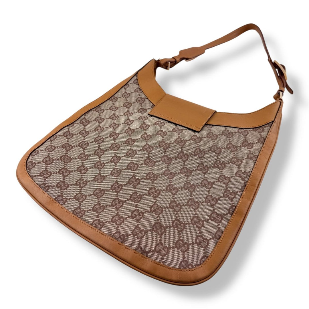 Gucci Beige Jackie Canvas Shoulder Handbag - Lux Central