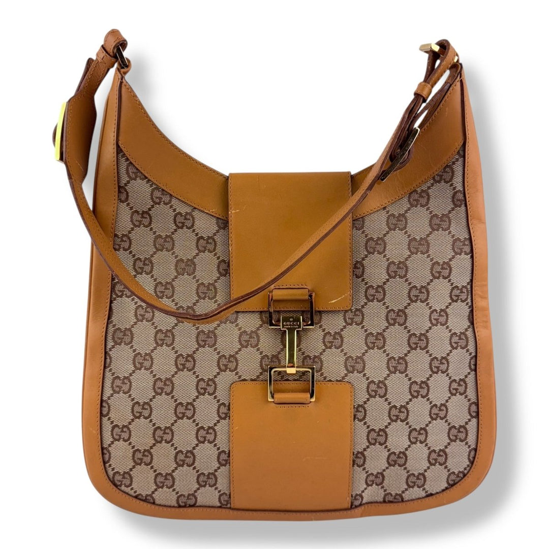 Gucci Beige Jackie Canvas Shoulder Handbag - Lux Central
