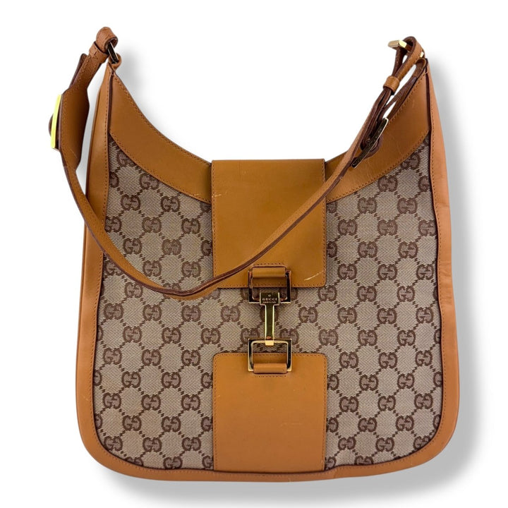 Gucci Beige Jackie Canvas Shoulder Handbag - Lux Central
