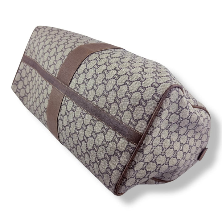 Gucci Beige Plus GG Monogram Weekender Duffle Boston Canvas Bag - Lux Central