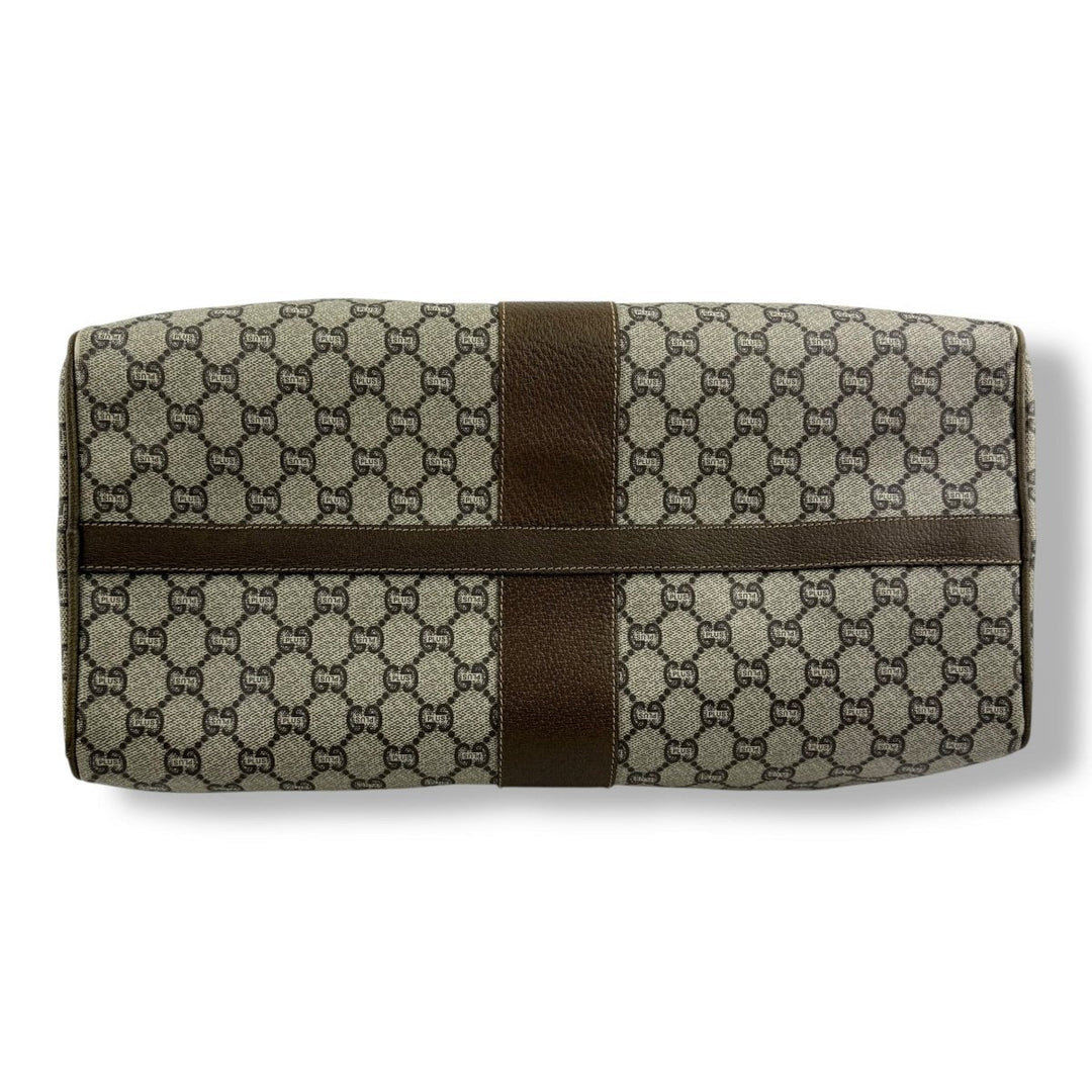 Gucci Beige Plus GG Monogram Weekender Duffle Boston Canvas Bag - Lux Central