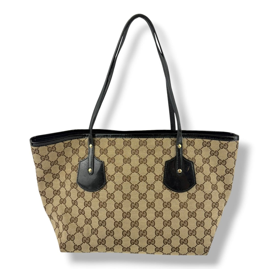 Gucci Beige/Black Charm Tote Bag - Lux Central